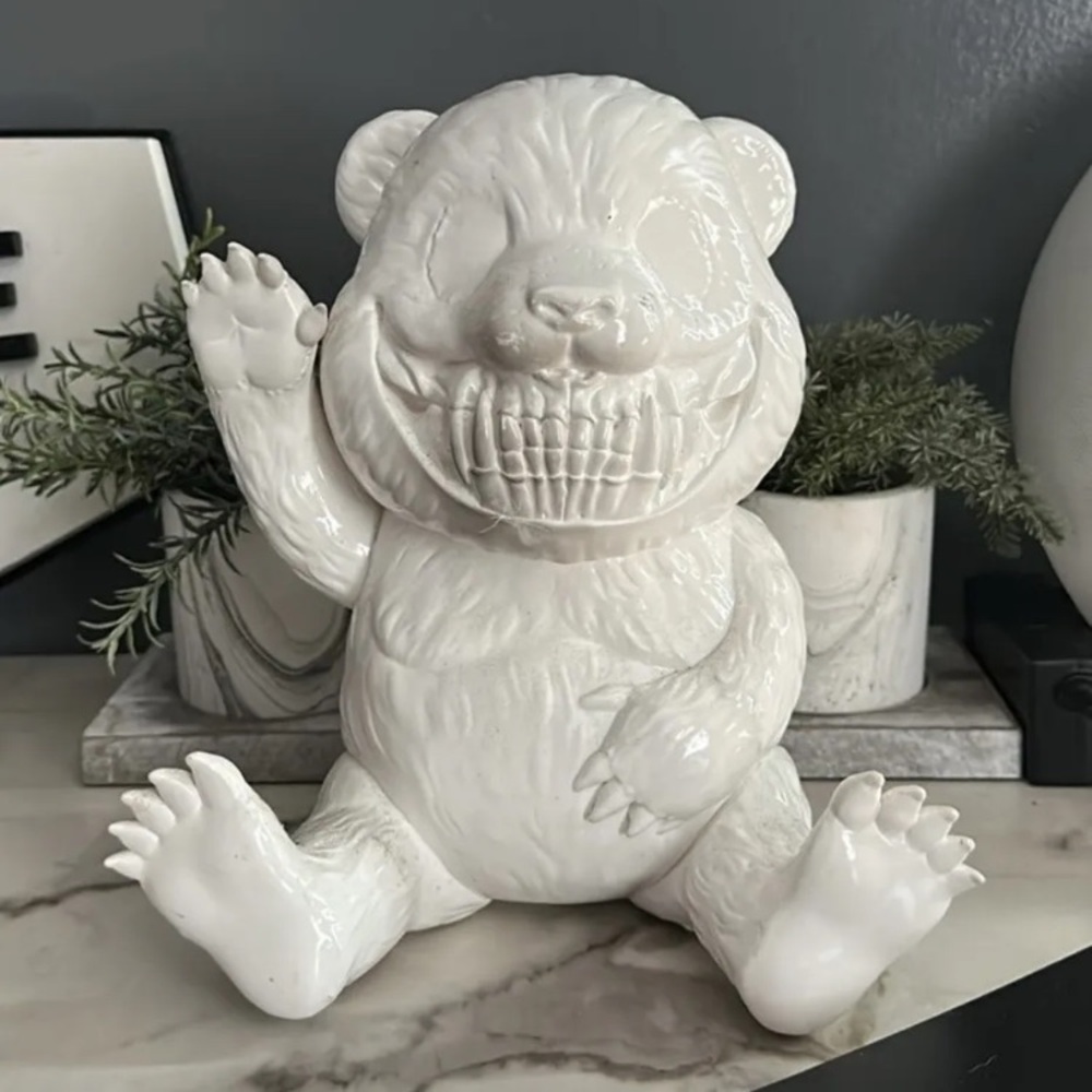 Panda Grin Figure by Ron English Signed White